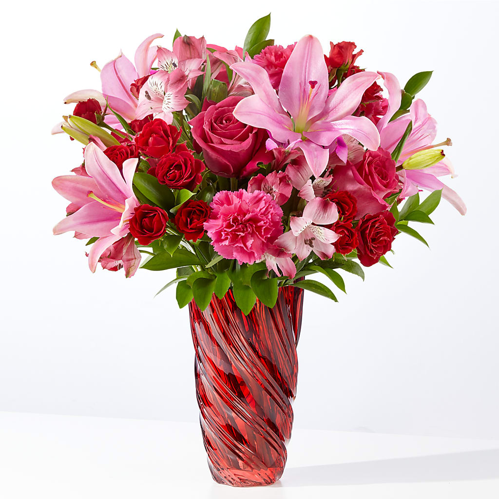 In Love Bouquet with Luxe Swirl Vase – Bird Of Paradise Flowers, Bristol PA