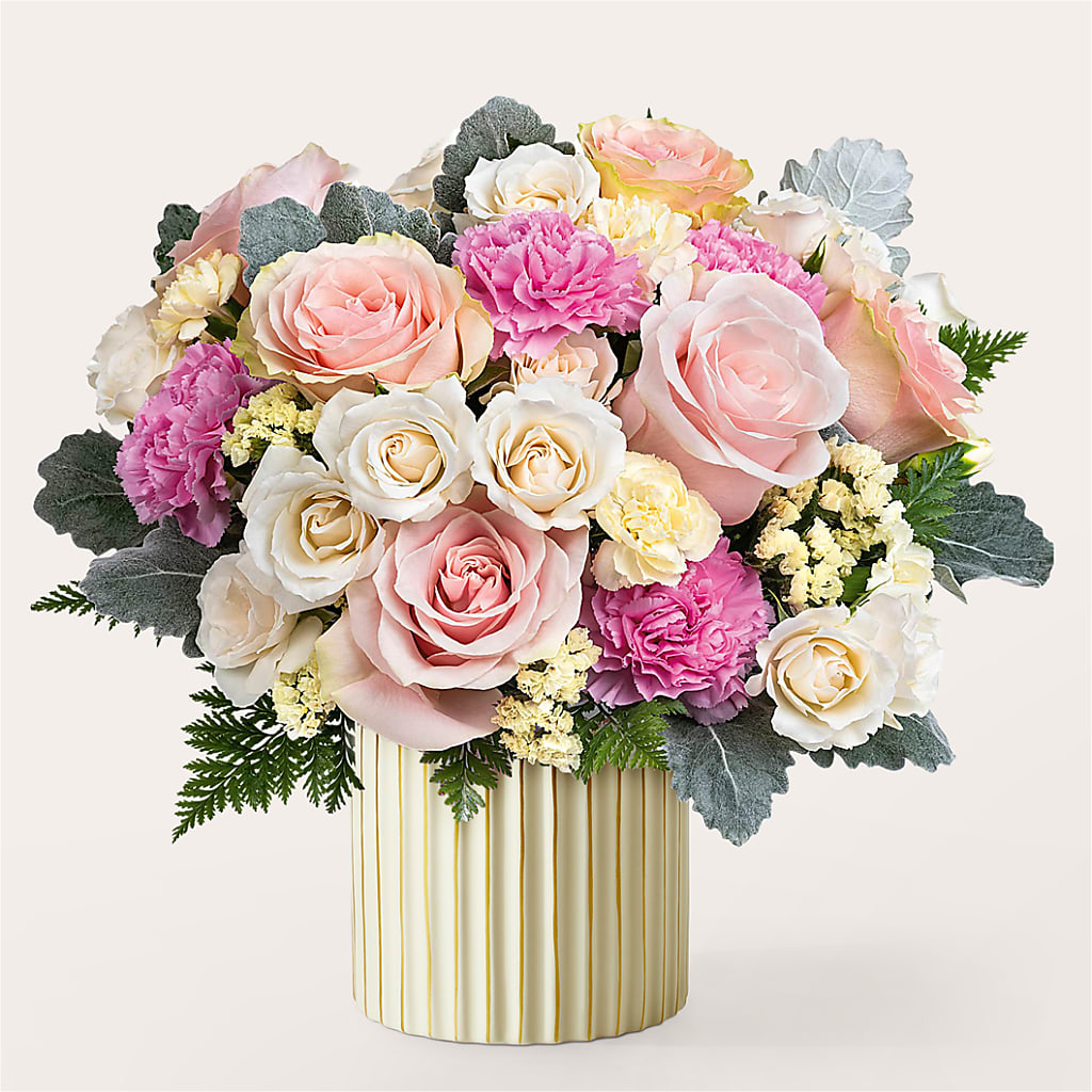 Blissful Moments Bouquet with Ivory Vase – Bird Of Paradise Flowers, Bristol PA