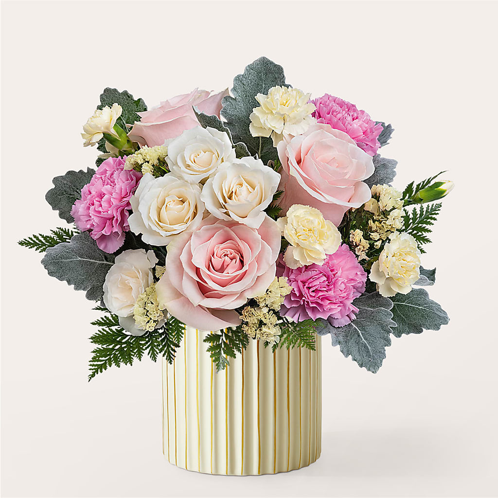 Blissful Moments Bouquet with Ivory Vase – Bird Of Paradise Flowers, Bristol PA