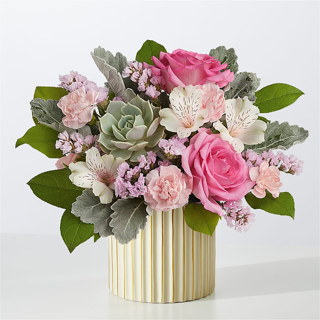 Dusty Rose Bouquet with Ivory Vase – Bird Of Paradise Flowers, Bristol PA