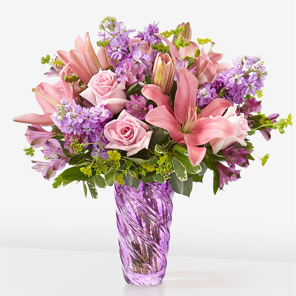 Precious Petals Bouquet with Luxe Swirl Vase – Bird Of Paradise Flowers, Bristol PA