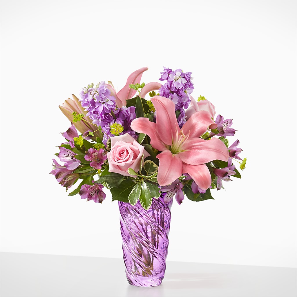 Precious Petals Bouquet with Luxe Swirl Vase – Bird Of Paradise Flowers, Bristol PA