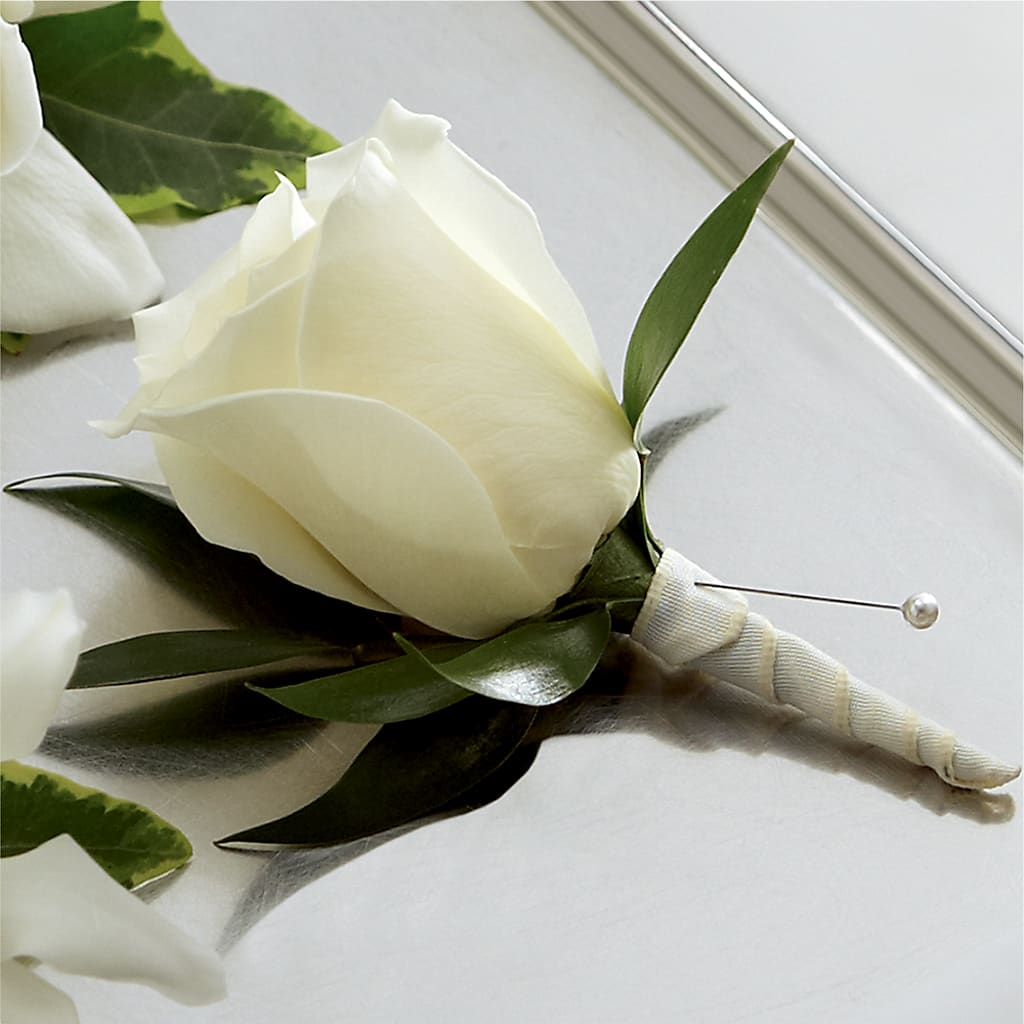 White Rose Boutonniere – Bird Of Paradise Flowers, Bristol PA