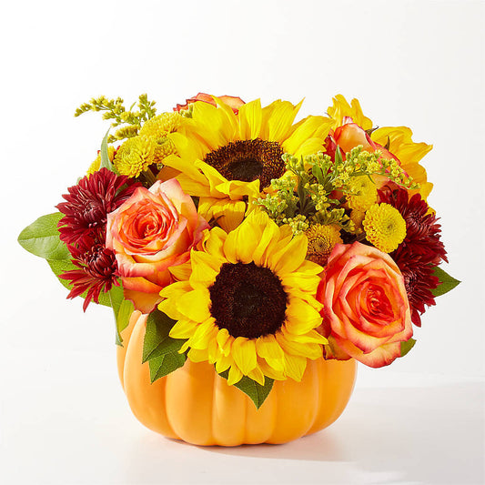 Golden Gourd Pumpkin Bouquet –  Bird Of Paradise Flowers, Bristol PA