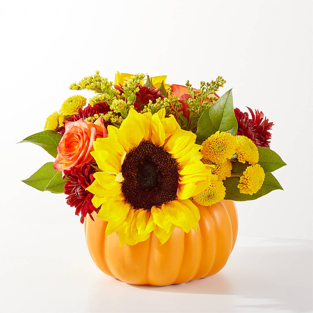 Golden Gourd Pumpkin Bouquet –  Bird Of Paradise Flowers, Bristol PA