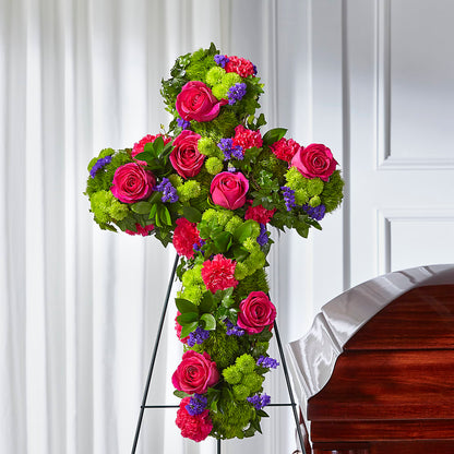 Tribute Rose Floral Cross –  Bird Of Paradise Flowers, Bristol PA