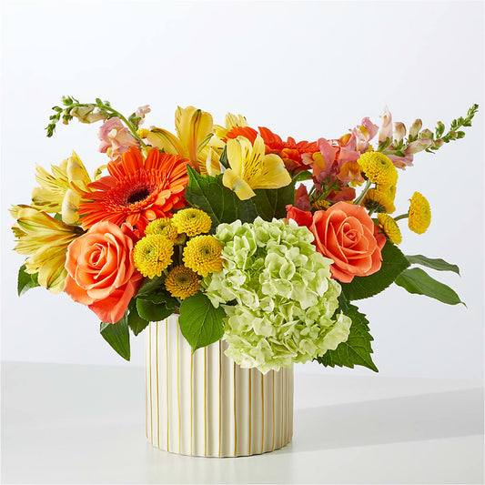 Autumn Sunshine Bouquet with Ivory Vase –  Bird Of Paradise Flowers, Bristol PA