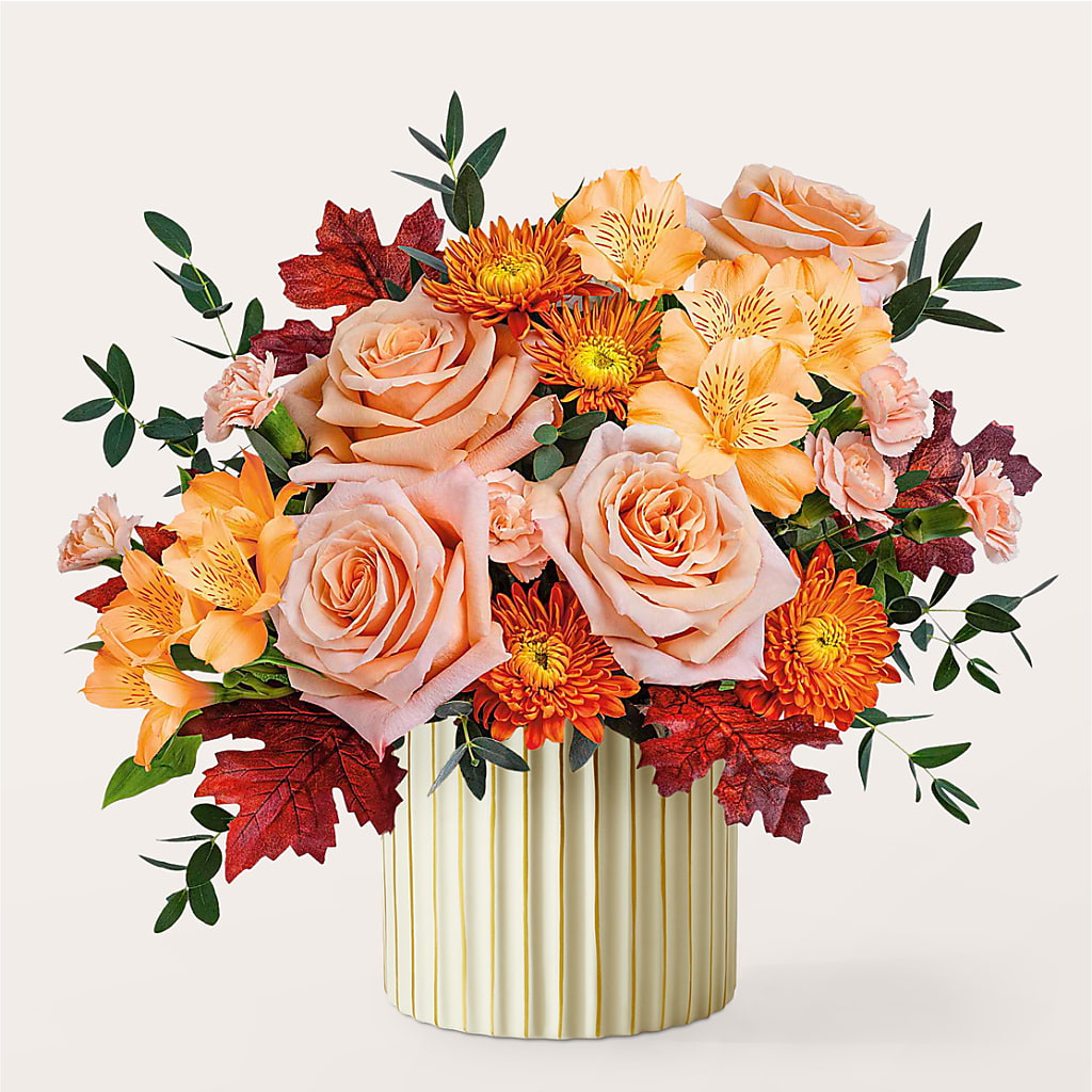 Spiced Latte Bouquet with Ivory Vase –  Bird Of Paradise Flowers, Bristol PA