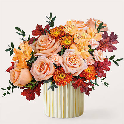 Spiced Latte Bouquet with Ivory Vase –  Bird Of Paradise Flowers, Bristol PA