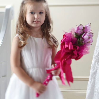 Sparkle Pink Flower Girl Bouquet –  Bird Of Paradise Flowers, Bristol PA